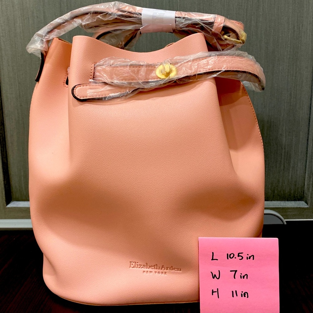 Elizabeth Arden blush pink bucket crossbody bag